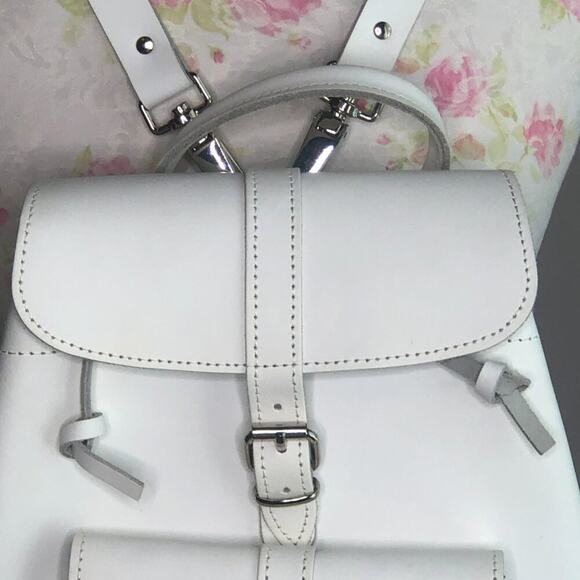 Grafea 100% Leather White Angel Baby Rucksack Backpack with Pom main image 12